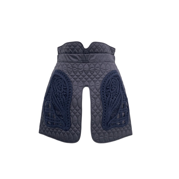 Mame Kurogouchi Cording Embroidery Quilted Wrapped Skirt コード刺繍 ネイビー F MM25SS-AC012