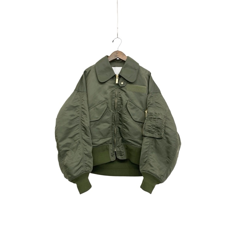 Mame Kurogouchi マメクロゴウチ Nylon Twill 3D Embroidery Flight Jacket チューリップコード刺繍フライトジャケット カーキ 2 MM26SS-JK054