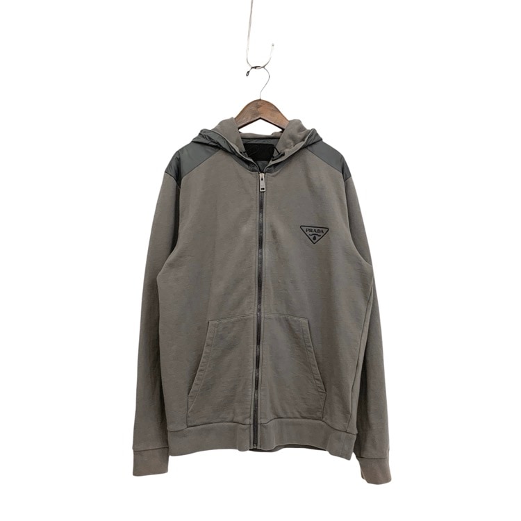 PRADA プラダ ジップ パーカー ナイロン・コットン グレー L UJL19A