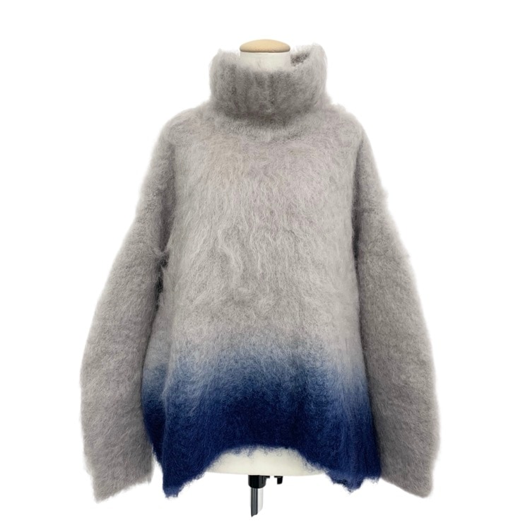 Mame Kurogouchi マメクロゴウチ Fur Knitted High Neck Top モヘヤハイネックニットセーター グレー 2 MM25FW-KN101