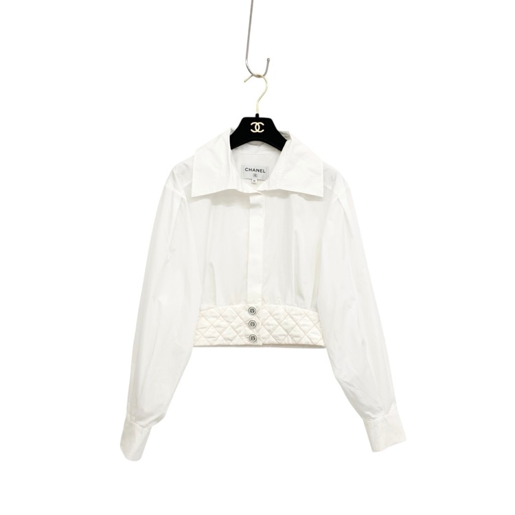 CHANEL シャネル ポプリン ブラウス Karl Lagerfeld期 LAPAUSA ホワイト 36 P58932 K07724