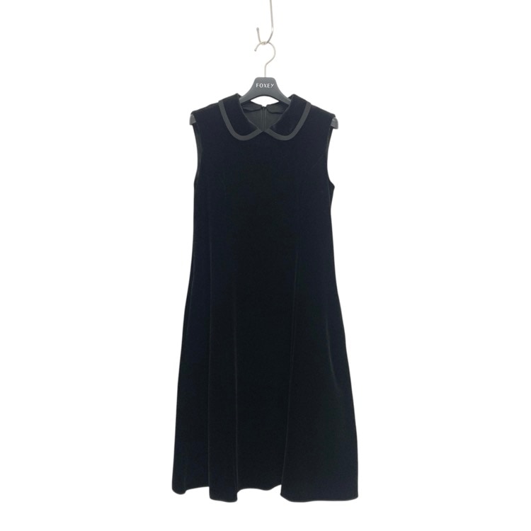 VELOUR NOIR by FOXEY NEW YORK フォクシー ドレス ティアラ 替え襟付 ベロアワンピース ベルベットブラック 38 44838-VAOOE