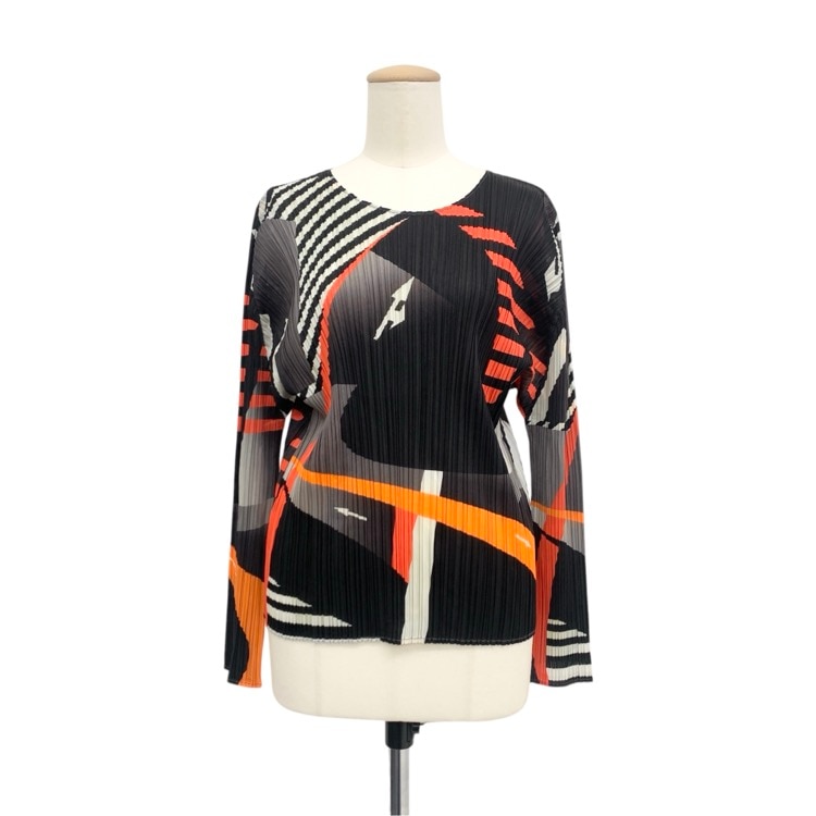 PLEATS PLEASE ISSEY MIYAKE プリーツプリーズイッセイミヤケ FREE WAY プリーツ カットソー 長袖 ブラック レッド 3 PP31JK671