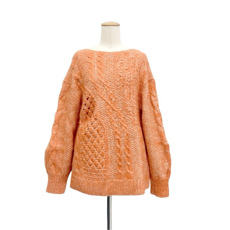 Mame Kurogouchi マメクロゴウチ Multi-Pattern Cable Knitted Sweater マルチパターンケーブルニットセーター オレンジ 1 MM21FW-KN035