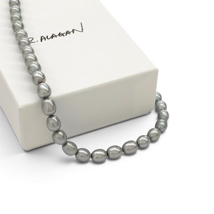 R.ALAGAN ララガン MEDIUM PEARL NECKLACE フレッシュパール グレー L