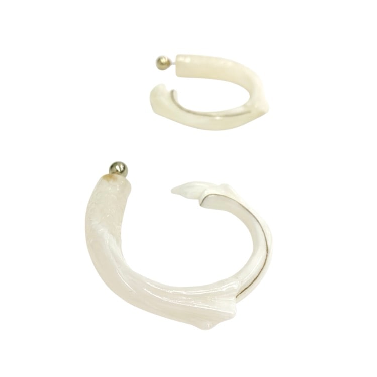 Mame Kurogouchi マメクロゴウチ Marbling Kintsygi Pierced Earrings クリア・ゴールド MM19