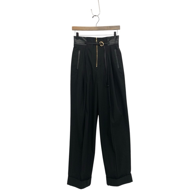 Mame Kurogouchi マメクロゴウチ High Waisted Chino Wide Trousers ハイウエストトラウザー ベルトデザインパンツ 1 MM21PF-PT705