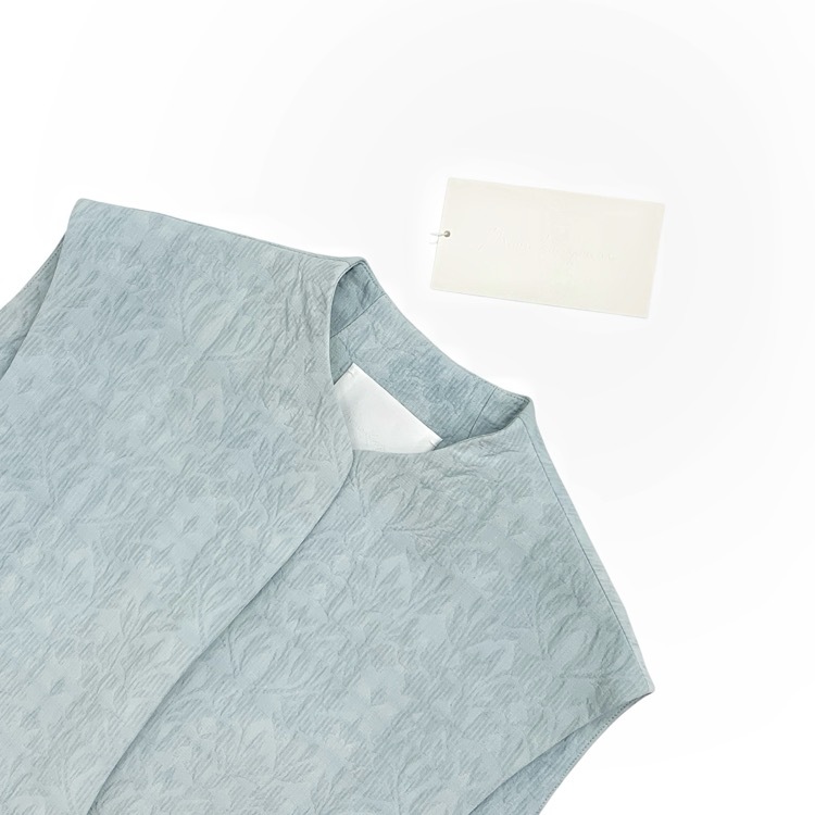 未使用品 2024SS Mame Kurogouchi マメクロゴウチ Unlevel Dyeing Sleeveless Jacket ムラ染めノースリーブジレ ブルー 2 MM24SS-JK037