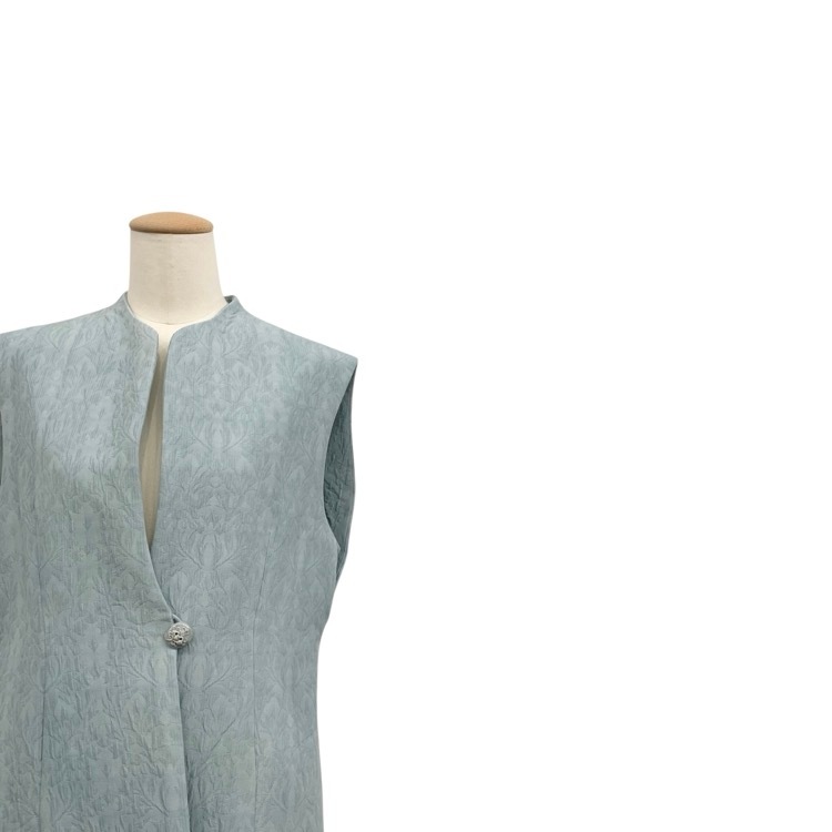 未使用品 2024SS Mame Kurogouchi マメクロゴウチ Unlevel Dyeing Sleeveless Jacket ムラ染めノースリーブジレ ブルー 2 MM24SS-JK037
