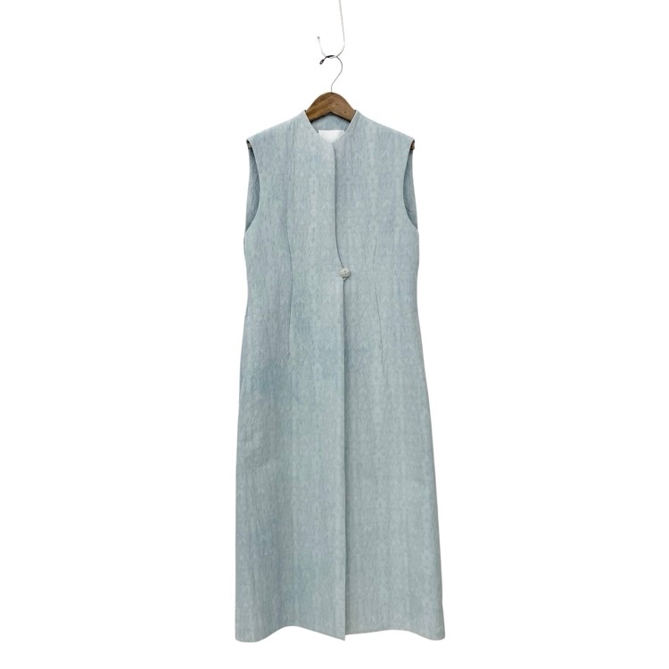 未使用品 2024SS Mame Kurogouchi マメクロゴウチ Unlevel Dyeing Sleeveless Jacket ムラ染めノースリーブジレ ブルー 2 MM24SS-JK037