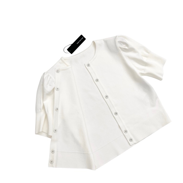 FOXEY NEWYORK フォクシー ホワイト クルーネック 長袖カーディガン FOXEY NEW YORK フォクシー カーディガン Le Jardin ホワイト 38 43586