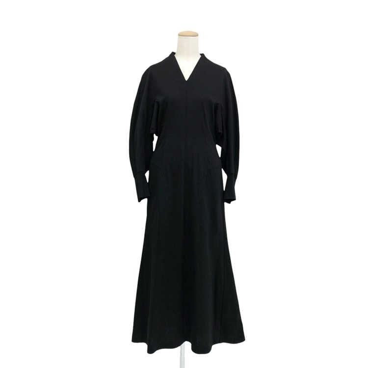 Mame Kurogouchi マメクロゴウチ V-Neck Classic Cotton Dress クラシック ワンピース ブラック 2 MM22PF-JS737