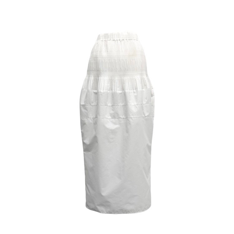 2025SS Mame Kurogouchi マメクロゴウチ Micro Pleats Round Silhousette Skirt マジョリカプリーツ スカート ホワイト 2 MM25SS-SK078