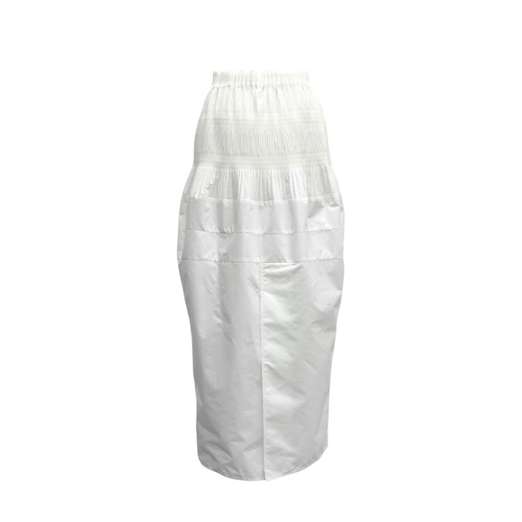 2025SS Mame Kurogouchi マメクロゴウチ Micro Pleats Round Silhousette Skirt マジョリカプリーツ スカート ホワイト 2 MM25SS-SK078