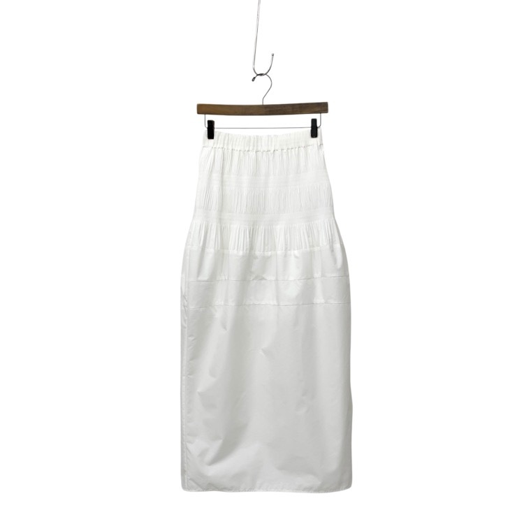 2025SS Mame Kurogouchi マメクロゴウチ Micro Pleats Round Silhousette Skirt マジョリカプリーツ スカート ホワイト 2 MM25SS-SK078