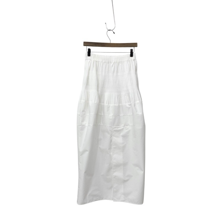 2025SS Mame Kurogouchi マメクロゴウチ Micro Pleats Round Silhousette Skirt マジョリカプリーツ スカート ホワイト 2 MM25SS-SK078
