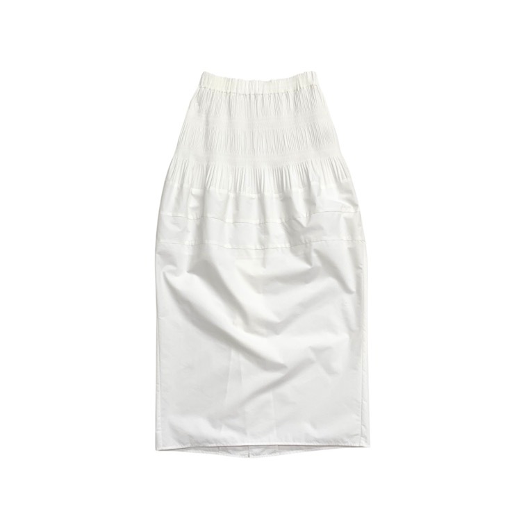 2025SS Mame Kurogouchi マメクロゴウチ Micro Pleats Round Silhousette Skirt マジョリカプリーツ スカート ホワイト 2 MM25SS-SK078