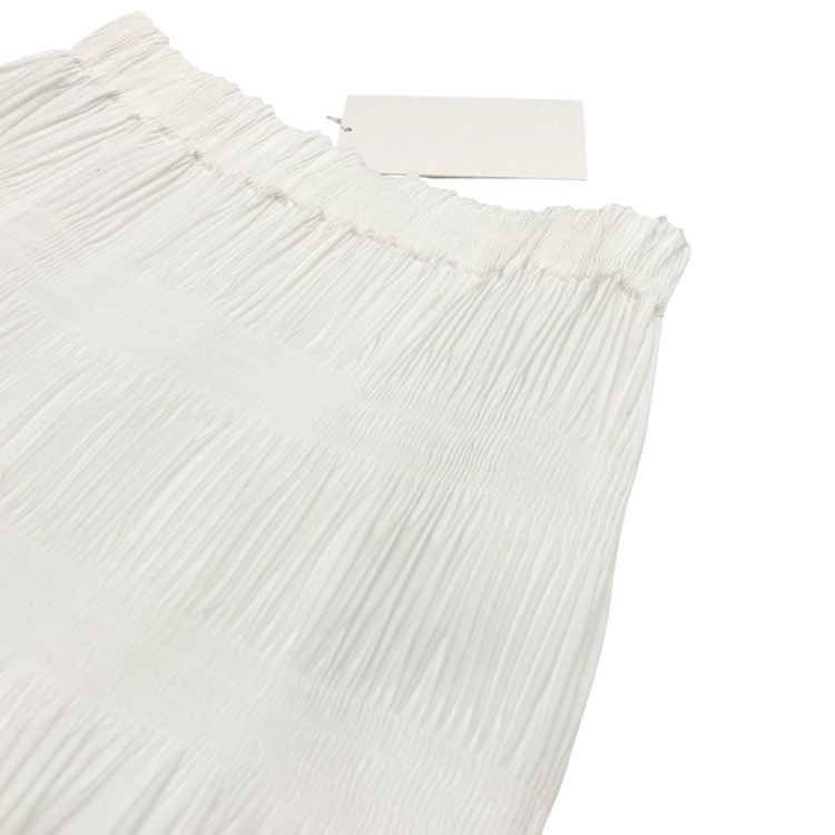 2025SS Mame Kurogouchi マメクロゴウチ Micro Pleats Round Silhousette Skirt マジョリカプリーツ スカート ホワイト 2 MM25SS-SK078