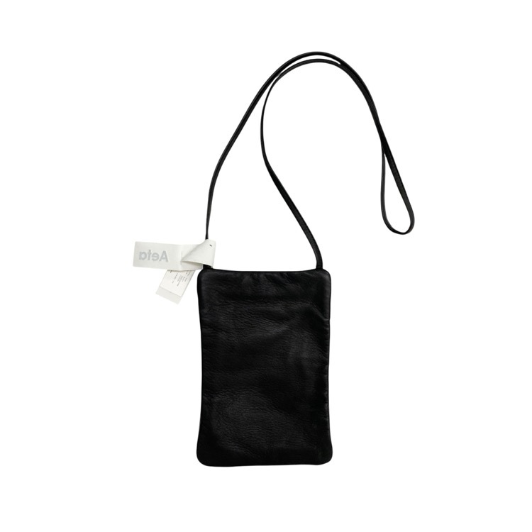 Aeta アエタ FLAT POUCH SHOULDER ディアレザー フラットポーチ ショルダー バッグ ブラック DA07