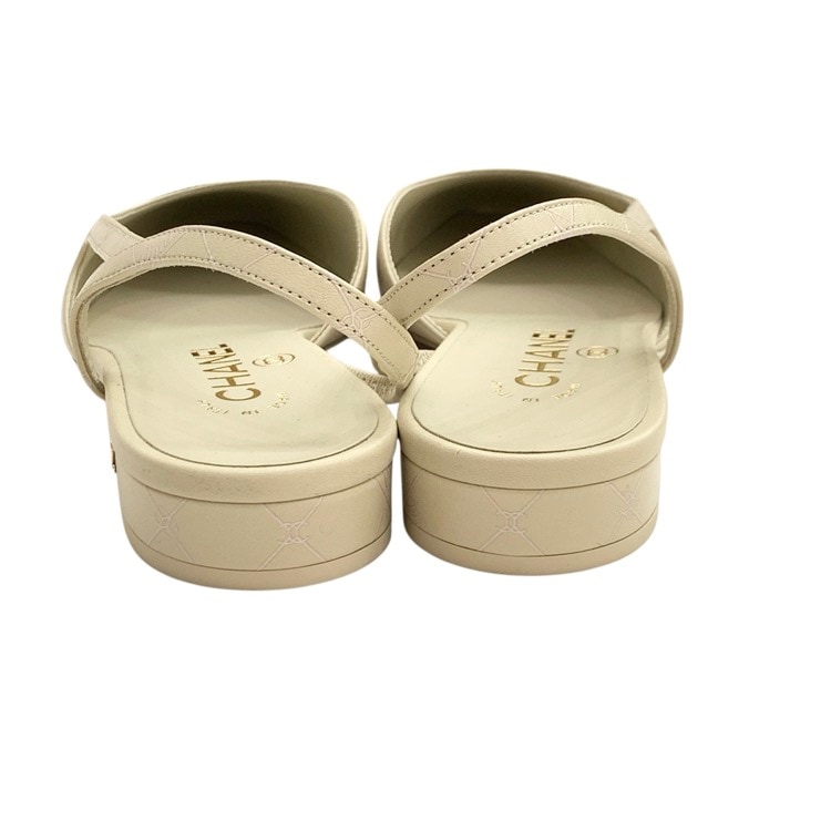 CHANEL シャネル 24K スリングバック シューズ アイボリー ブラック 36.5C G31319B18502