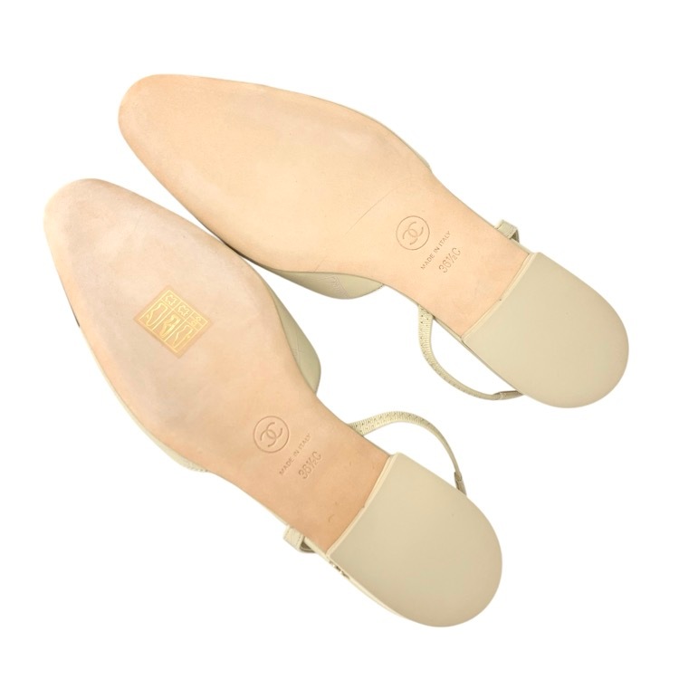 CHANEL シャネル 24K スリングバック シューズ アイボリー ブラック 36.5C G31319B18502