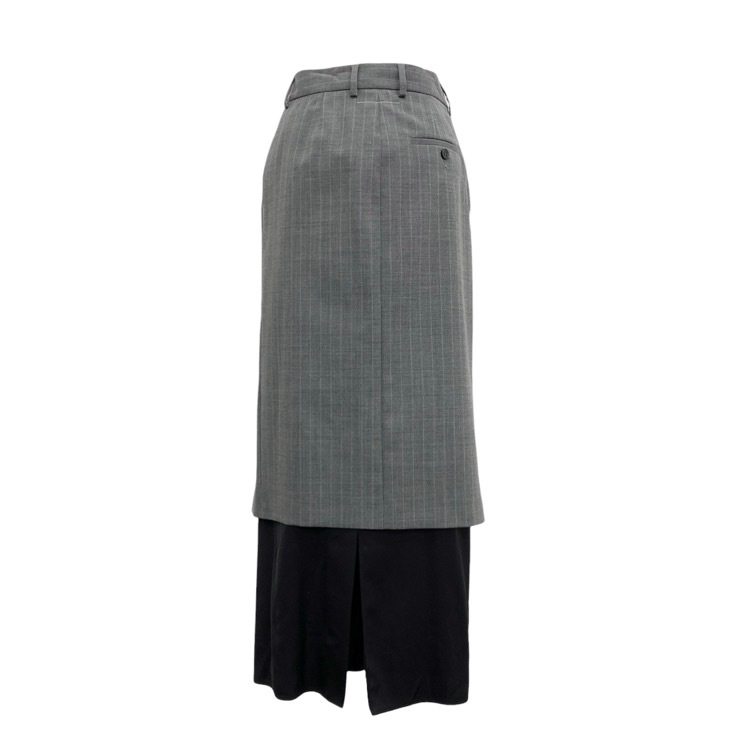 MM6 Maison Margiela エムエムシックス メゾンマルジェラ Grey Transformative Layer Skirt レイヤードラップサテンスカート グレー×ブラック 38 S62MA0051 S53243