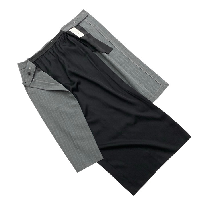 MM6 Maison Margiela エムエムシックス メゾンマルジェラ Grey Transformative Layer Skirt レイヤードラップサテンスカート グレー×ブラック 38 S62MA0051 S53243