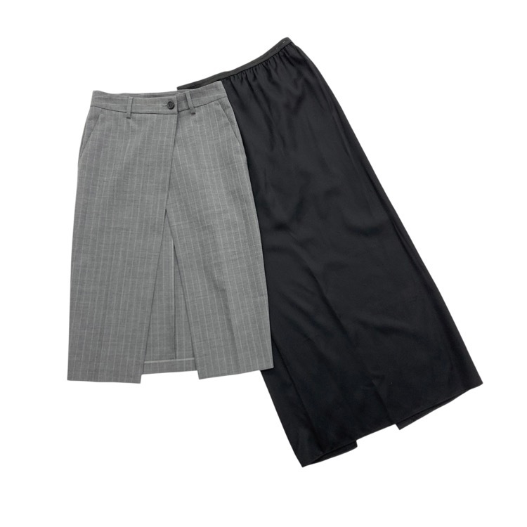 MM6 Maison Margiela エムエムシックス メゾンマルジェラ Grey Transformative Layer Skirt レイヤードラップサテンスカート グレー×ブラック 38 S62MA0051 S53243