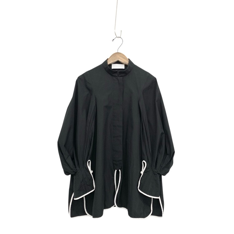 Mame Kurogouchi マメクロゴウチ Volume Sleeve Cotton Shirt ボリュームスリーブコットンシャツブラウス ブラック 1 MM20FW-SH509