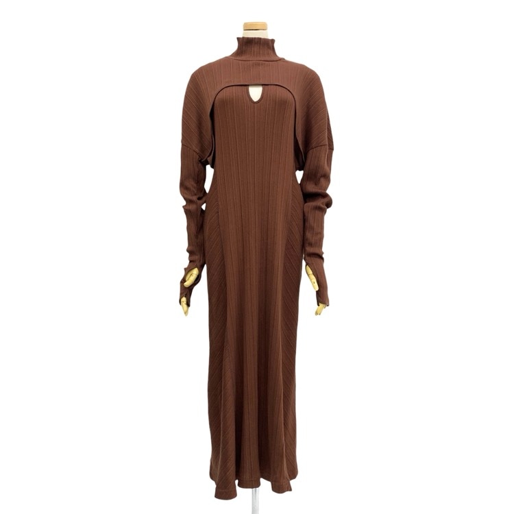 Mame Kurogouchi マメクロゴウチ Random Ribbed Organic Cotton 2 way Dress ワンピース ブラウン 2 MM23PF-JS725