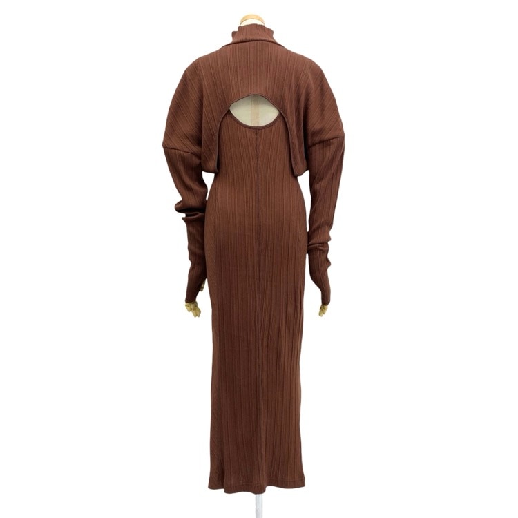 Mame Kurogouchi マメクロゴウチ Random Ribbed Organic Cotton 2 way Dress ワンピース ブラウン 2 MM23PF-JS725
