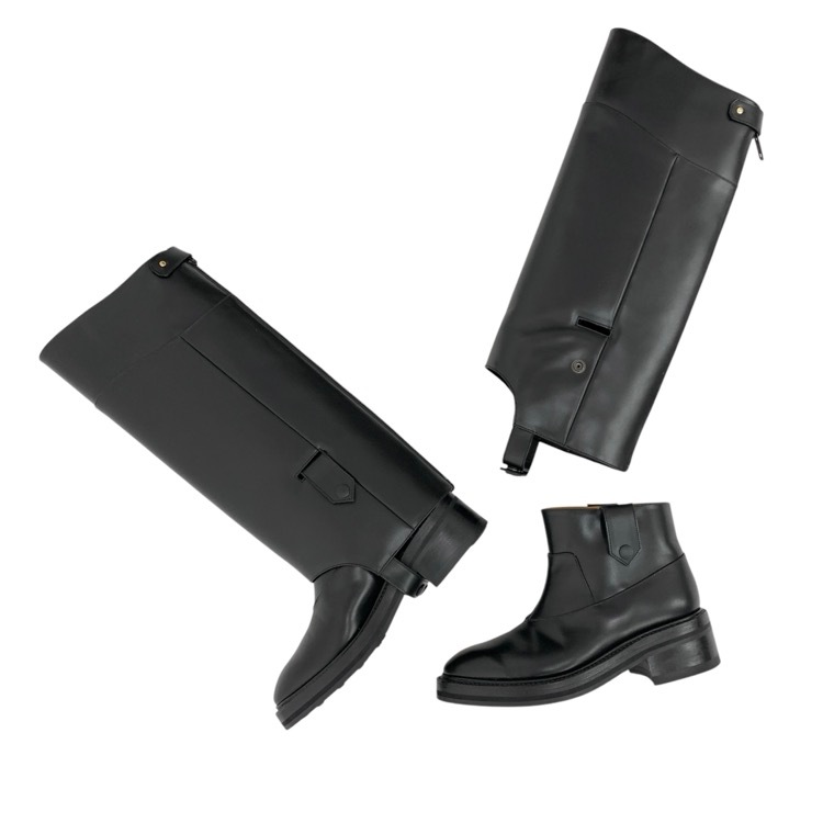 THE RERACS ザ リラクス COW LEATHER COVER LONG BOOTS 2WAYブーツ ブラック 23.5 24FW-REAC-034