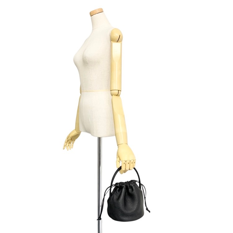 未使用品 Aeta アエタ HANDLE POUCH MINI ディアレザー ハンドルポーチ ミニ ハンドバッグ ブラック DA109
