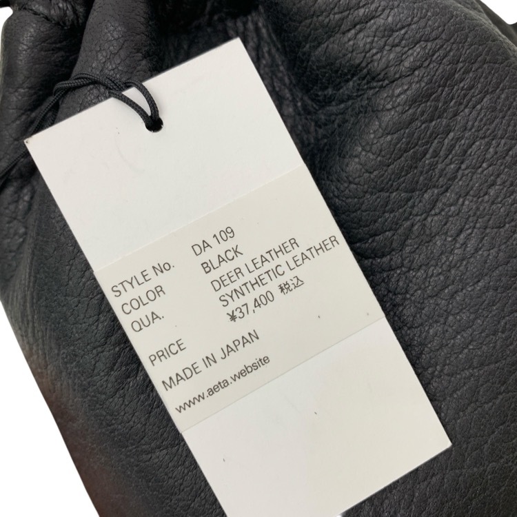 未使用品 Aeta アエタ HANDLE POUCH MINI ディアレザー ハンドルポーチ ミニ ハンドバッグ ブラック DA109