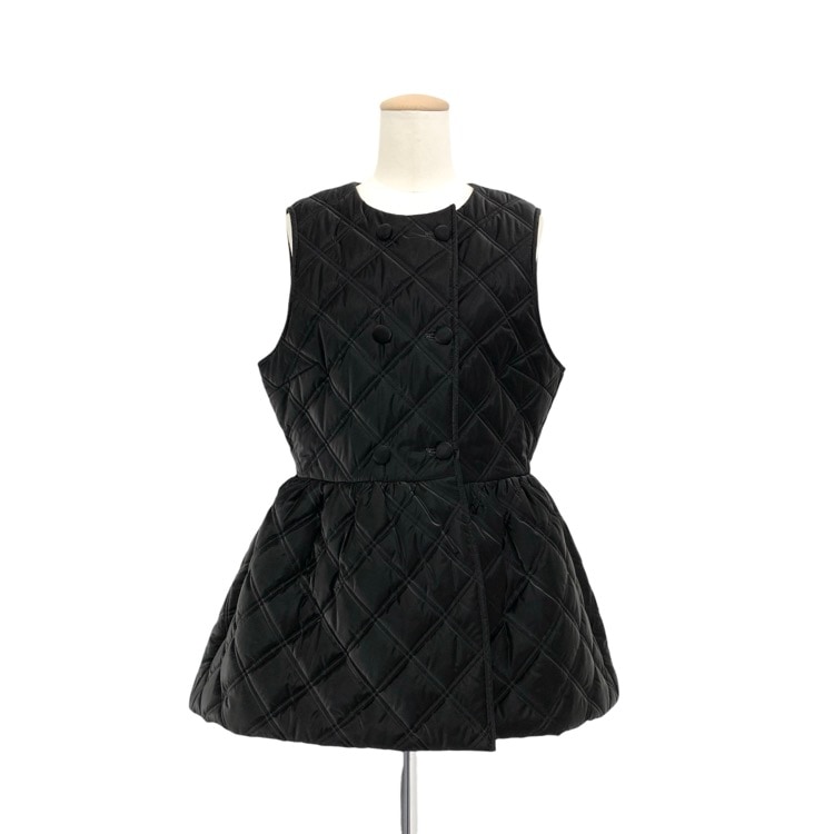 BORDERS at BALCONY ボーダーズアットバルコニー PEPLUM QUILTING GILET ペプラムキルティングジレ ベスト ブラック 38 BD2421-3M-53