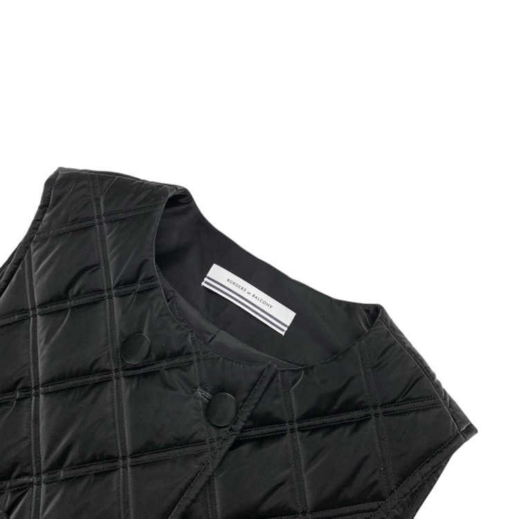 BORDERS at BALCONY ボーダーズアットバルコニー PEPLUM QUILTING GILET ペプラムキルティングジレ ベスト ブラック 38 BD2421-3M-53