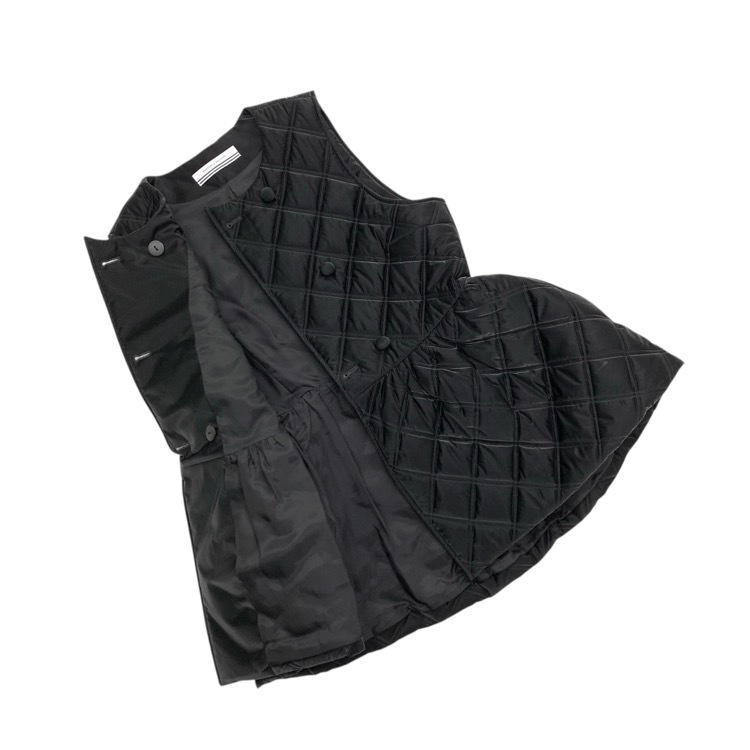 BORDERS at BALCONY ボーダーズアットバルコニー PEPLUM QUILTING GILET ペプラムキルティングジレ ベスト ブラック 38 BD2421-3M-53