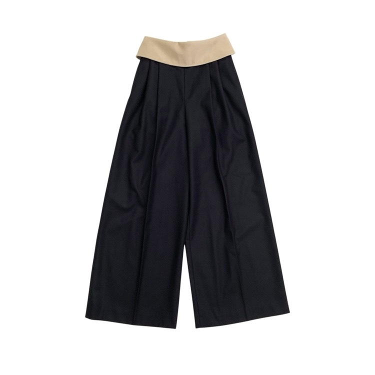 THE RERACS ザ リラクス ハイウエストワイドパンツ スエード ネイビー 36 23FW-REPT-194L