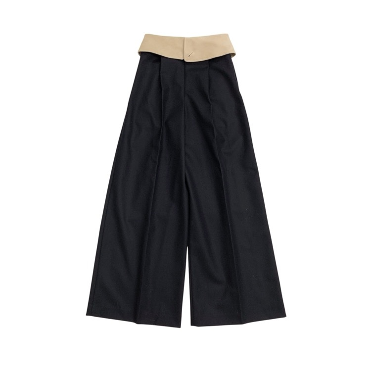 THE RERACS ザ リラクス ハイウエストワイドパンツ スエード ネイビー 36 23FW-REPT-194L