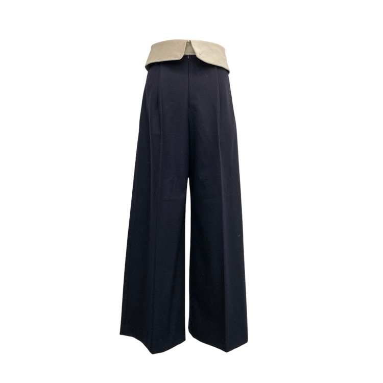 THE RERACS ザ リラクス ハイウエストワイドパンツ スエード ネイビー 36 23FW-REPT-194L