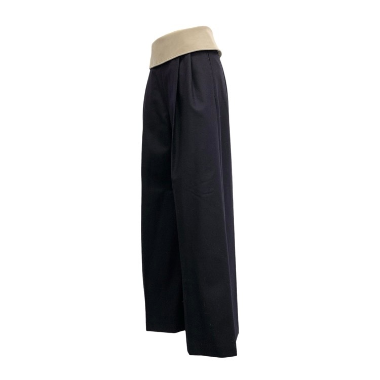 THE RERACS ザ リラクス ハイウエストワイドパンツ スエード ネイビー 36 23FW-REPT-194L