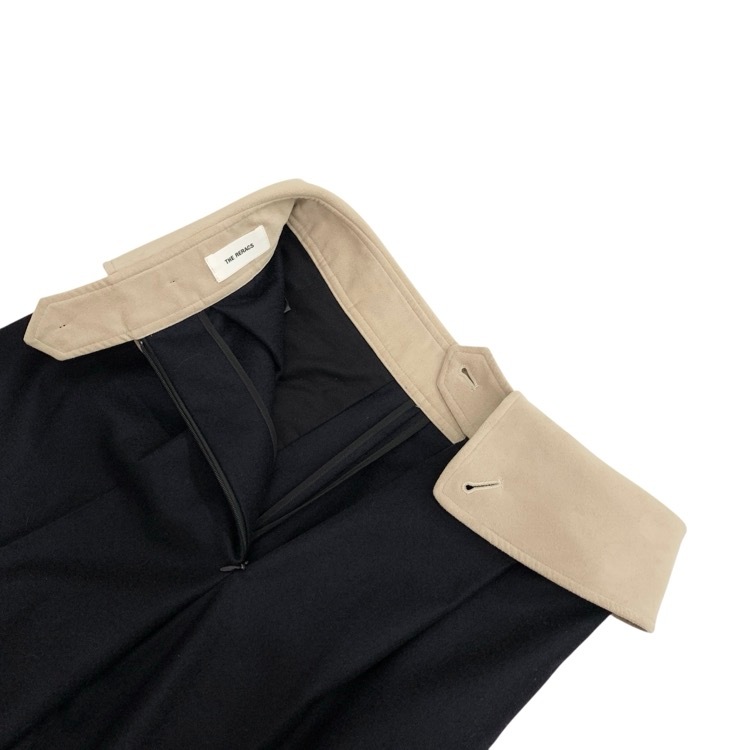 THE RERACS ザ リラクス ハイウエストワイドパンツ スエード ネイビー 36 23FW-REPT-194L