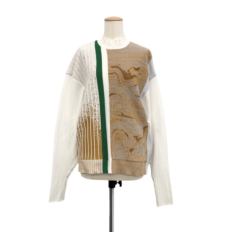 Mame Kurogouchi マメクロゴウチ Marble Jacquard Knitted Pullover マーブルジャガードニットプルオーバー ベージュ 1 MM22PS-KN730