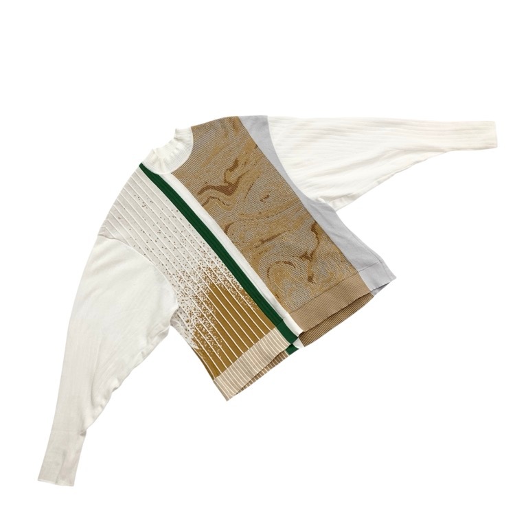 Mame Kurogouchi マメクロゴウチ Marble Jacquard Knitted Pullover マーブルジャガードニットプルオーバー ベージュ 1 MM22PS-KN730