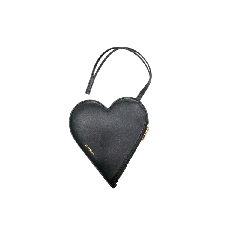 未使用品 JIL SANDER ジルサンダー HEART POUCH ハートポーチ コインケース ブラック
