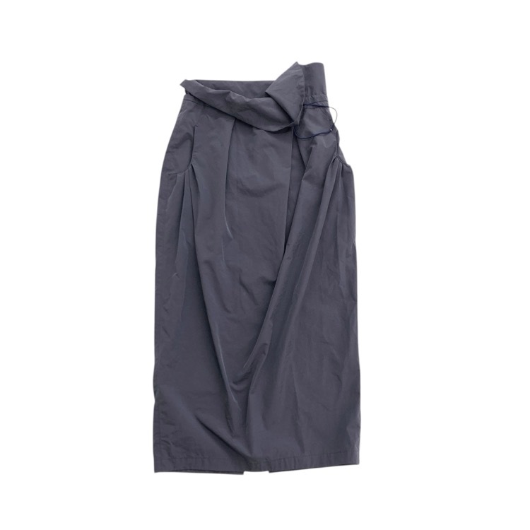 2025SS Mame Kurogouchi マメクロゴウチ Split Yarn High Waisted Drawstring Skirt スプリットヤーンハイウエストドロースカート ネイビー 1 MM25SS-SK015