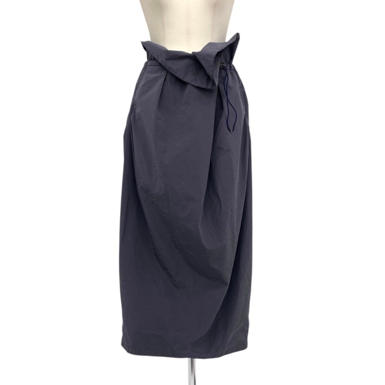 2025SS Mame Kurogouchi マメクロゴウチ Split Yarn High Waisted Drawstring Skirt スプリットヤーンハイウエストドロースカート ネイビー 1 MM25SS-SK015