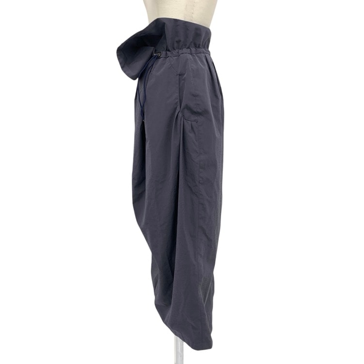 2025SS Mame Kurogouchi マメクロゴウチ Split Yarn High Waisted Drawstring Skirt スプリットヤーンハイウエストドロースカート ネイビー 1 MM25SS-SK015