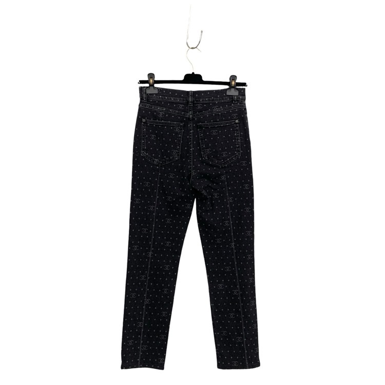 CHANEL シャネル サイドジップ デニム ココマーク・ドット チャコールグレイ 34 P74514 V66052NM689