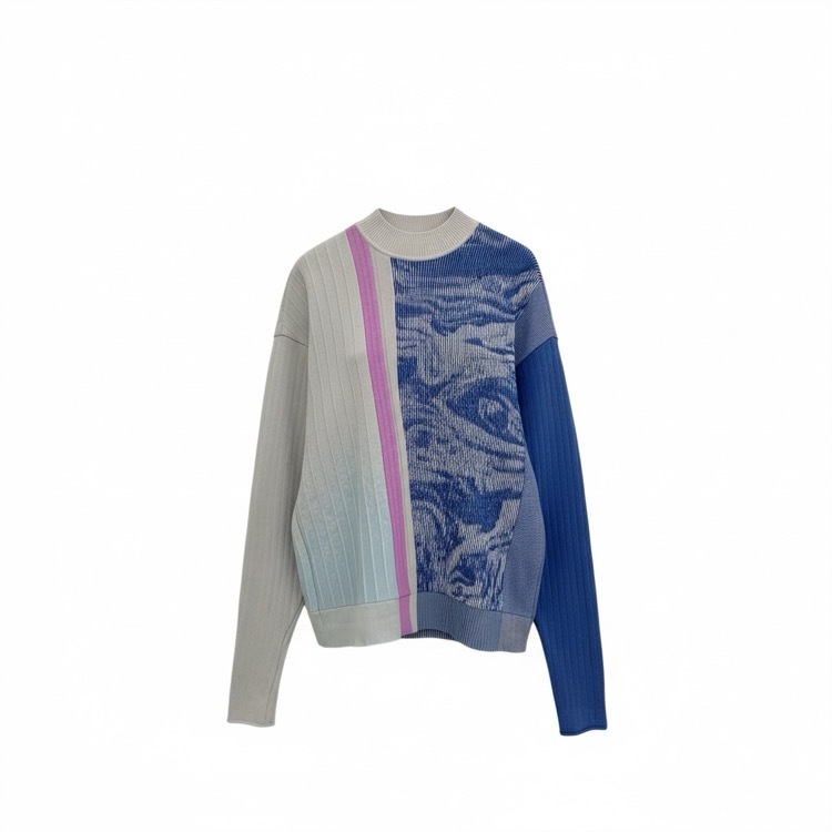 Mame Kurogouchi マメクロゴウチ Marble Jacquard Knitted Pullover マーブルジャガードニットプルオーバー ブルー 1 MM22PS-KN730